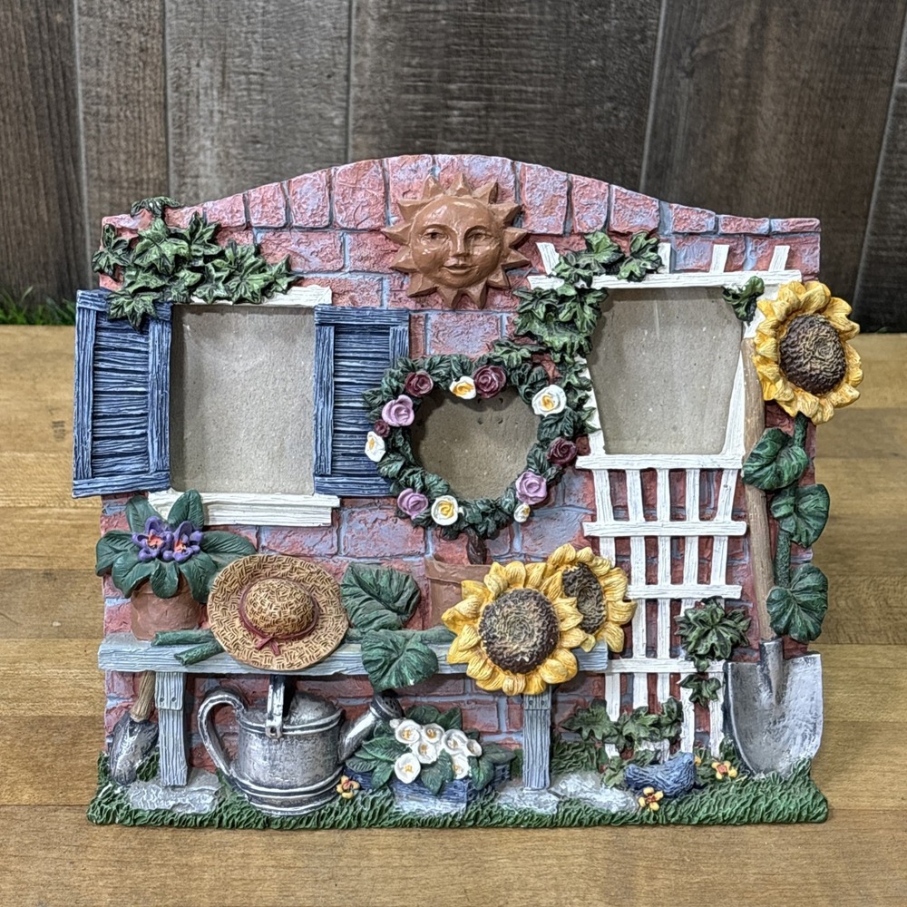 Vintage FIGI 3D Garden Picture Frame Sunflowers Gardening Resin Decor